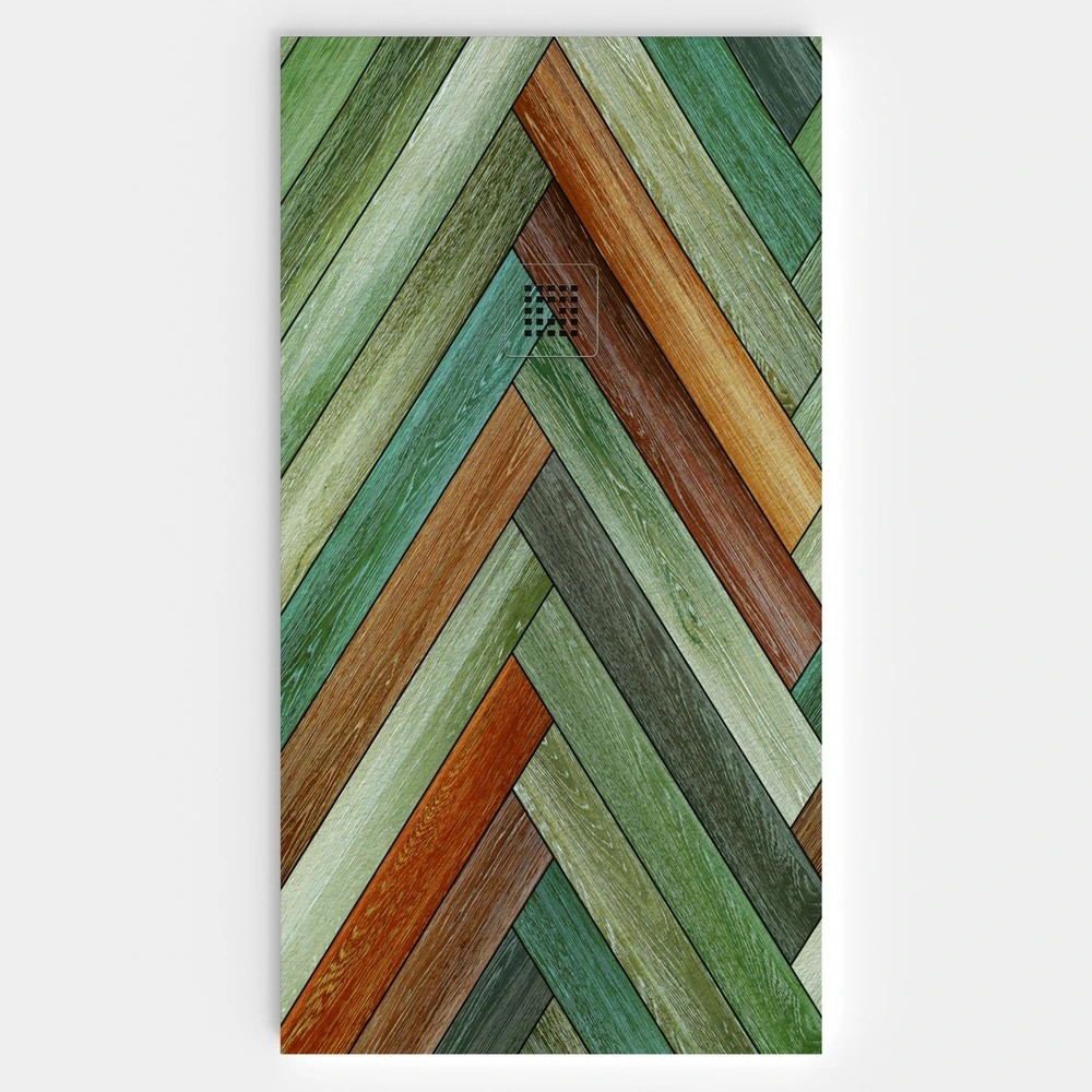 Base de duche em resina com efeito madeira SELVA NATURAL, textura de ardósia - antiderrapante STONE 3D moderno – imagem 1