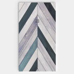 Base de duche em resina com efeito madeira SELVA WHITE, textura de ardósia - antiderrapante STONE 3D moderno – imagem 1