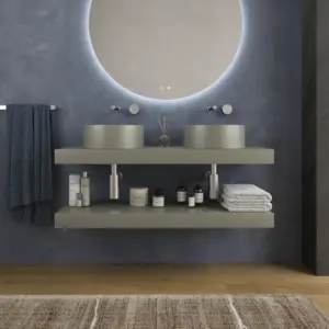 Bancada com lavatório suspenso SOLID SURFACE BOLETE Cinzento Musgo – imagem 1