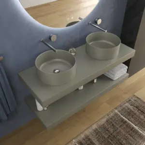 Bancada com lavatório suspenso SOLID SURFACE BOLETE Cinzento Musgo – imagem 2