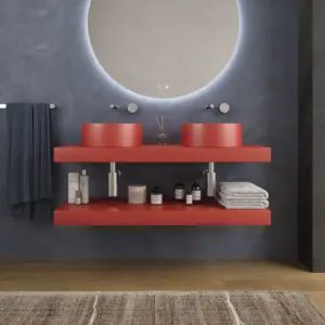Bancada com lavatório suspenso SOLID SURFACE BOLETE Laranja Blod – imagem 1