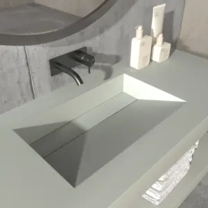 Lavatório suspenso à medida CUTE com cuba centrada SOLID SURFACE Cinzento ágata – imagem 1