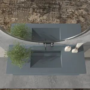 Lavatório suspenso à medida CUTE com cuba centrada SOLID SURFACE Cinzento azulado – imagem 2