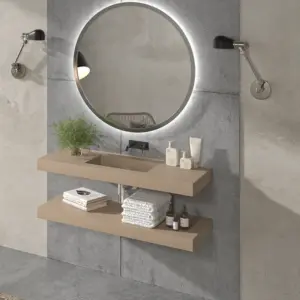 Lavatório suspenso à medida CUTE com cuba centrada SOLID SURFACE Moka – imagem 2