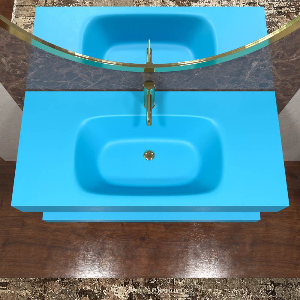 Lavatório suspenso LIDO com cuba centrada SOLID SURFACE Azul luminoso – imagem 3