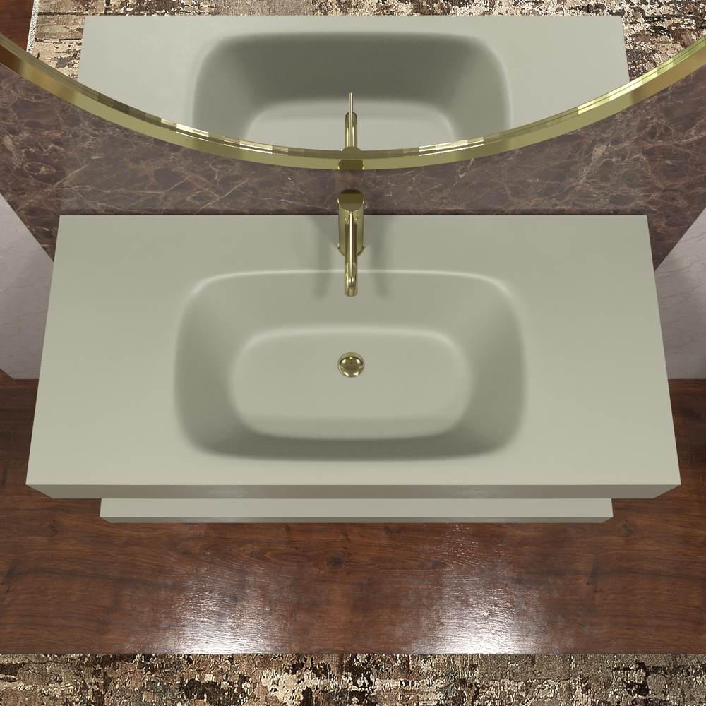 Lavatório suspenso LIDO com cuba centrada SOLID SURFACE Cinzento musgo – imagem 4