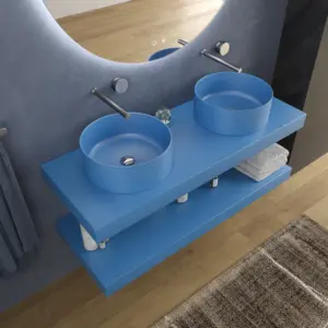 Bancada com lavatório suspenso SOLID SURFACE BOLETE Azul Luminoso – imagem 2