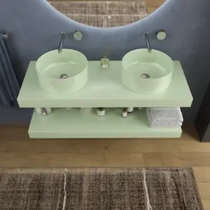 Bancada com lavatório suspenso SOLID SURFACE BOLETE Verde Amarelo – imagem 2