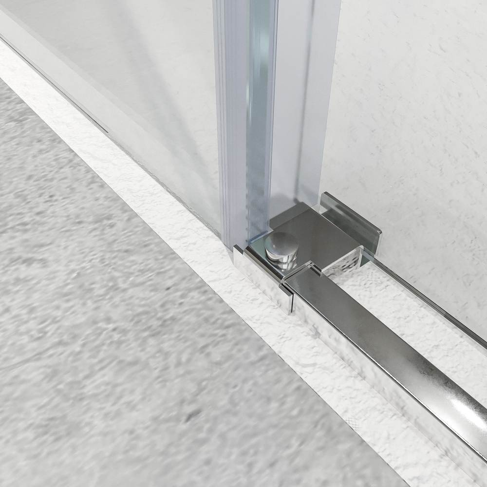 Divisória de duche NOVUM frontal 1 fixo - 1 porta de correr vidro transparente 6 mm. AÇO INOXIDÁVEL – imagem 5