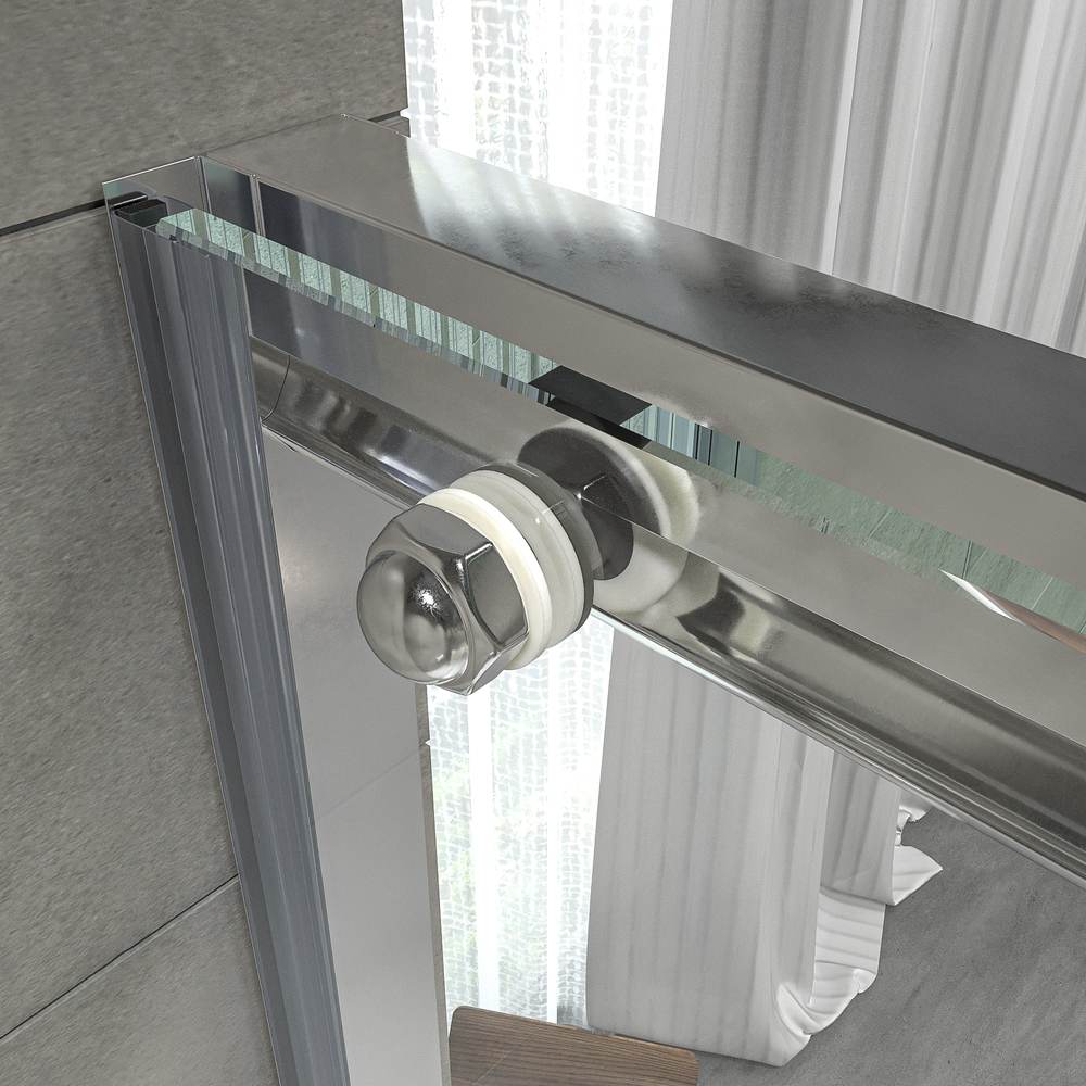 Divisória de duche NOVUM frontal 1 fixo - 1 porta de correr vidro transparente 6 mm. AÇO INOXIDÁVEL – imagem 4
