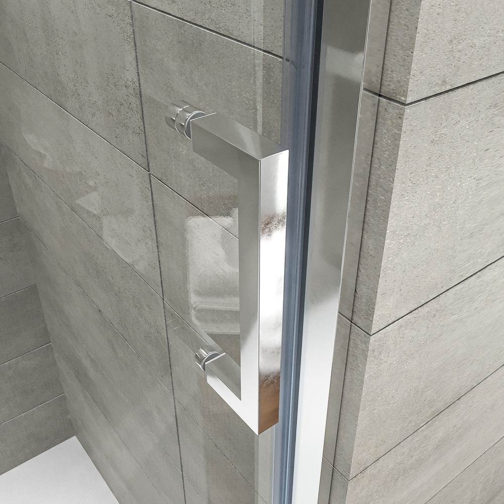 Divisória de duche NOVUM frontal 1 fixo - 1 porta de correr vidro transparente 6 mm. AÇO INOXIDÁVEL – imagem 3