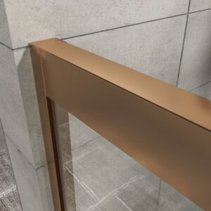 Divisória de duche NOVUM frontal 1 fixo - 1 porta de correr vidro transparente 6 mm. COBRE MATE – imagem 2