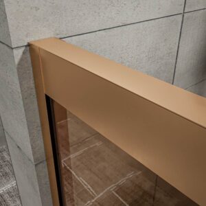 Divisória de duche NOVUM frontal 1 fixo - 1 porta de correr vidro parsol bronze 6 mm. COBRE MATE – imagem 2