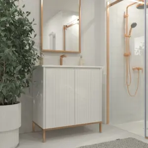 Móvel de casa de banho BLANCA com pés 2 portas acabamento BRANCO – imagem 1