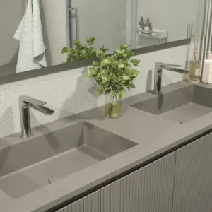 Móvel de casa de banho BLANCA com pés 4 portas acabamento CINZENTO QUARTZO – imagem 2