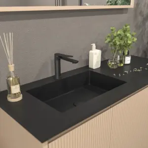 Móvel de casa de banho BLANCA com pés 3 portas acabamento MOKA – imagem 2