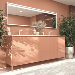 Móvel de casa de banho BLANCA com pés 5 portas acabamento VERMELHO BEGE – imagem 1