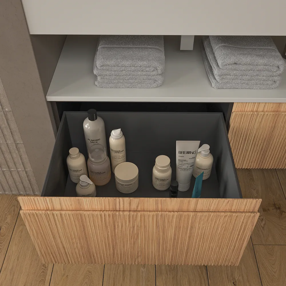 Móvel de casa de banho suspenso NIC 3 gavetas CEMBRANO com tampo SOLID SURFACE – imagem 5