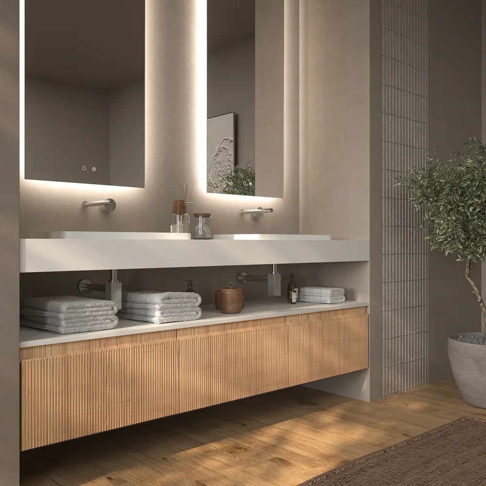 Móvel de casa de banho suspenso NIC 3 gavetas CEMBRANO com tampo SOLID SURFACE – imagem 4