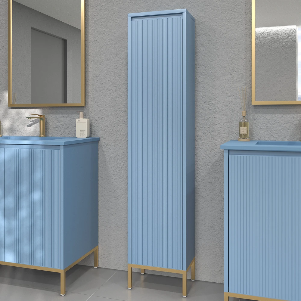 Móvel de casa de banho BLANCA com pés 2 portas acabamento AZUL PASTEL – imagem 6
