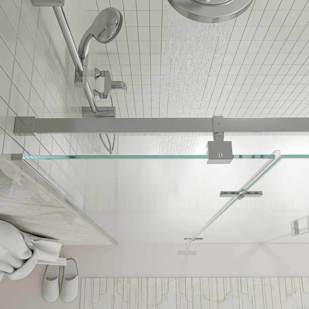 Divisória de duche frontal SILEX 2 fixos - 2 portas rebatíveis à medida CROMADO BRILHANTE – imagem 5