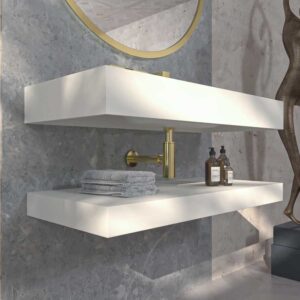 Lavatório suspenso LIDO com cuba centrada SOLID SURFACE Branco – imagem 2