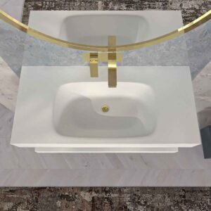 Lavatório suspenso LIDO com cuba centrada SOLID SURFACE Branco – imagem 1