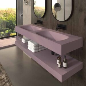 Lavatório suspenso LIDO de duas cubas SOLID SURFACE Violeta – imagem 1
