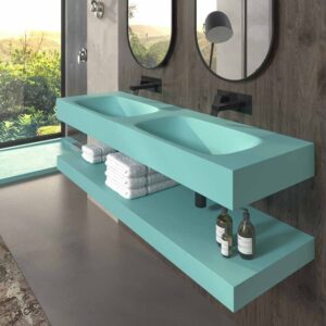 Lavatório suspenso LIDO de duas cubas SOLID SURFACE Ultramar – imagem 1