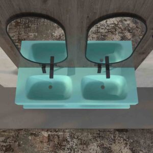 Lavatório suspenso LIDO de duas cubas SOLID SURFACE Ultramar – imagem 2