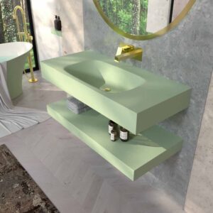 Lavatório suspenso LIDO com cuba centrada SOLID SURFACE Verde esbranquiçado – imagem 1