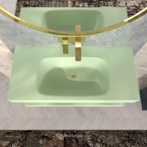 Lavatório suspenso LIDO com cuba centrada SOLID SURFACE Verde esbranquiçado – imagem 2