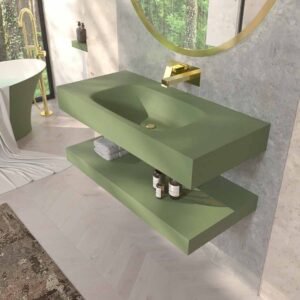 Lavatório suspenso LIDO com cuba centrada SOLID SURFACE Verde réseda – imagem 1