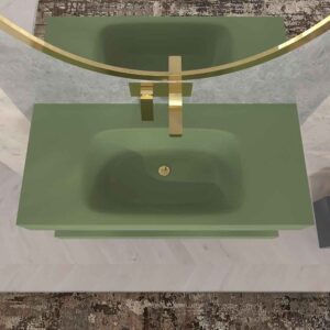 Lavatório suspenso LIDO com cuba centrada SOLID SURFACE Verde réseda – imagem 2