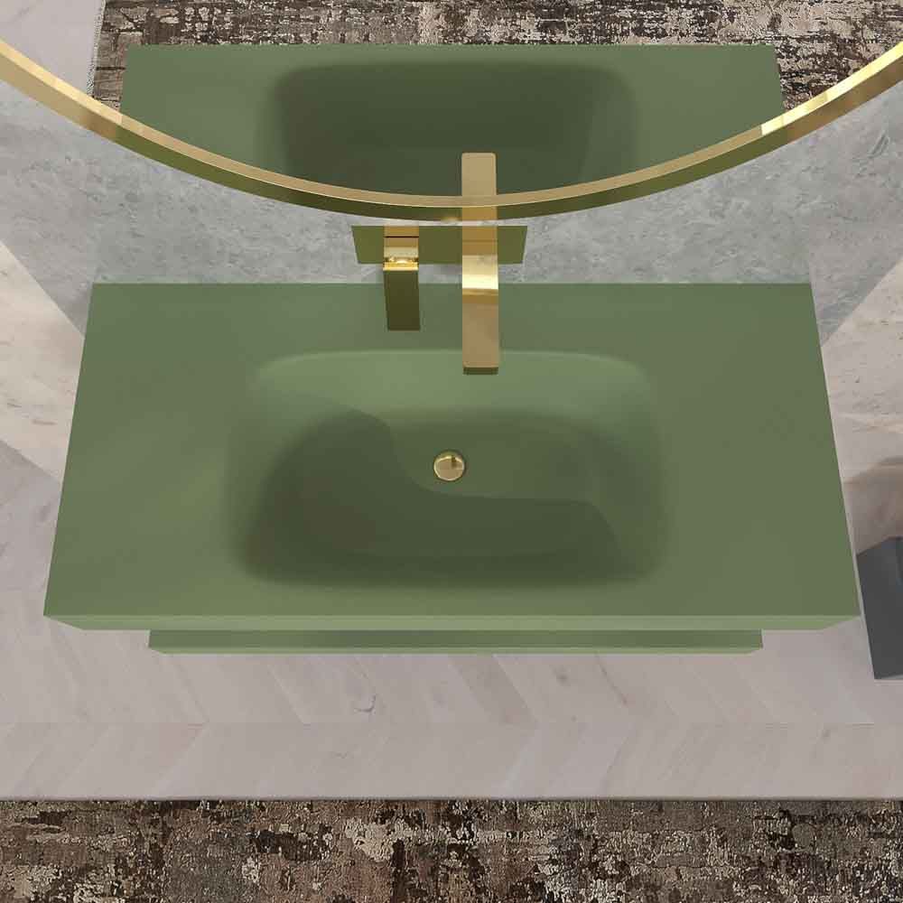 Lavatório suspenso LIDO com cuba centrada SOLID SURFACE Verde réseda – imagem 2