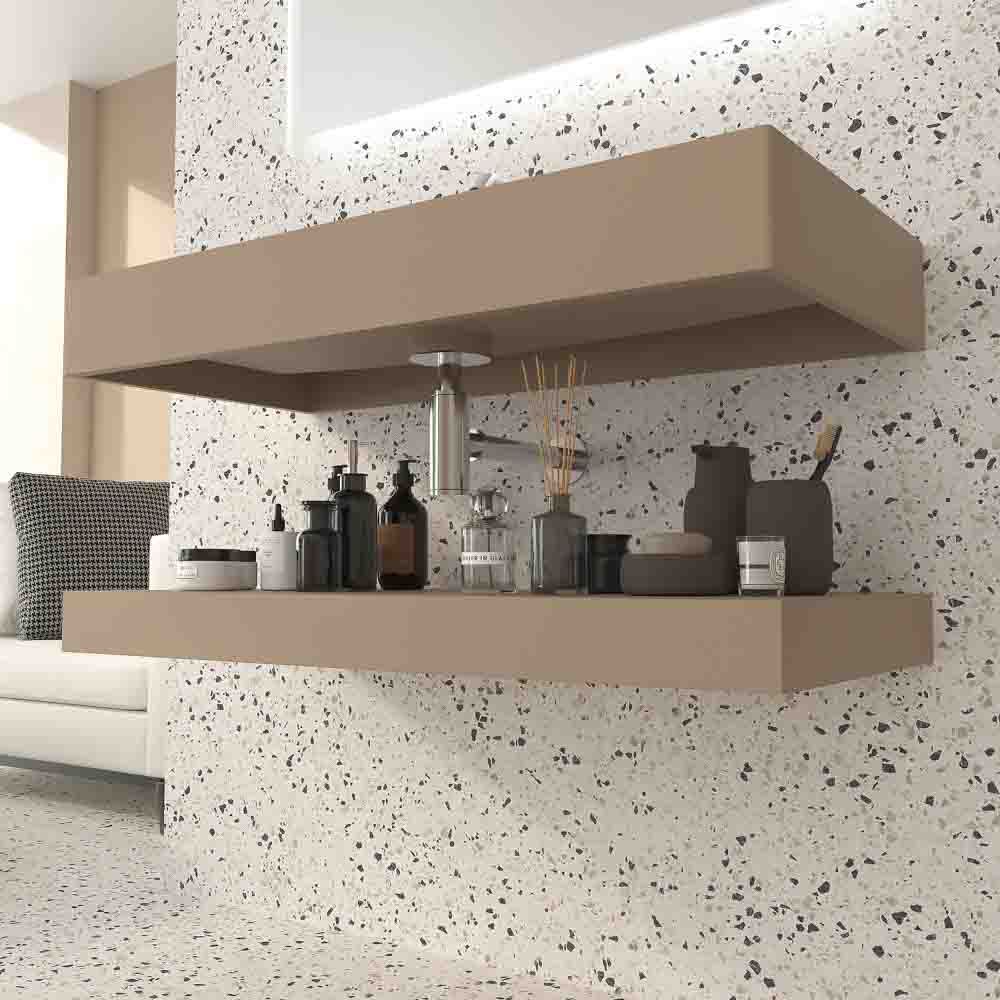 Lavatório suspenso TOTEM com cuba centrada SOLID SURFACE Moka – imagem 3