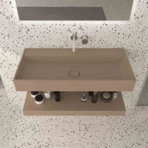 Lavatório suspenso TOTEM com cuba centrada SOLID SURFACE Moka – imagem 1