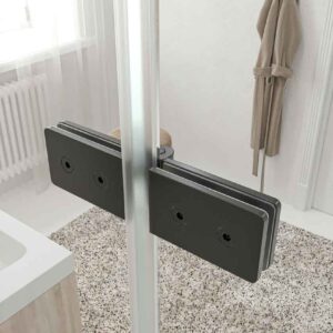 Divisória de duche frontal SINTESIS 1 porta dobrável à medida acabamento PRETO MATE – imagem 2