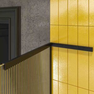 Divisória de duche fixa ZEN sem braço de segurança - Vidro 8 MM ACANALADO acabamento PRETO MATE – imagem 2