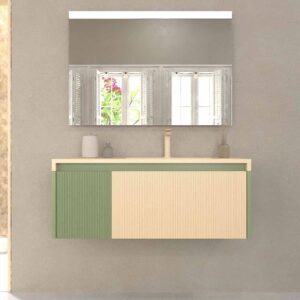 Móvel de casa de banho suspenso BINARIO 2 gavetas acabamento VERDE RÉSEDA/CREME – imagem 1