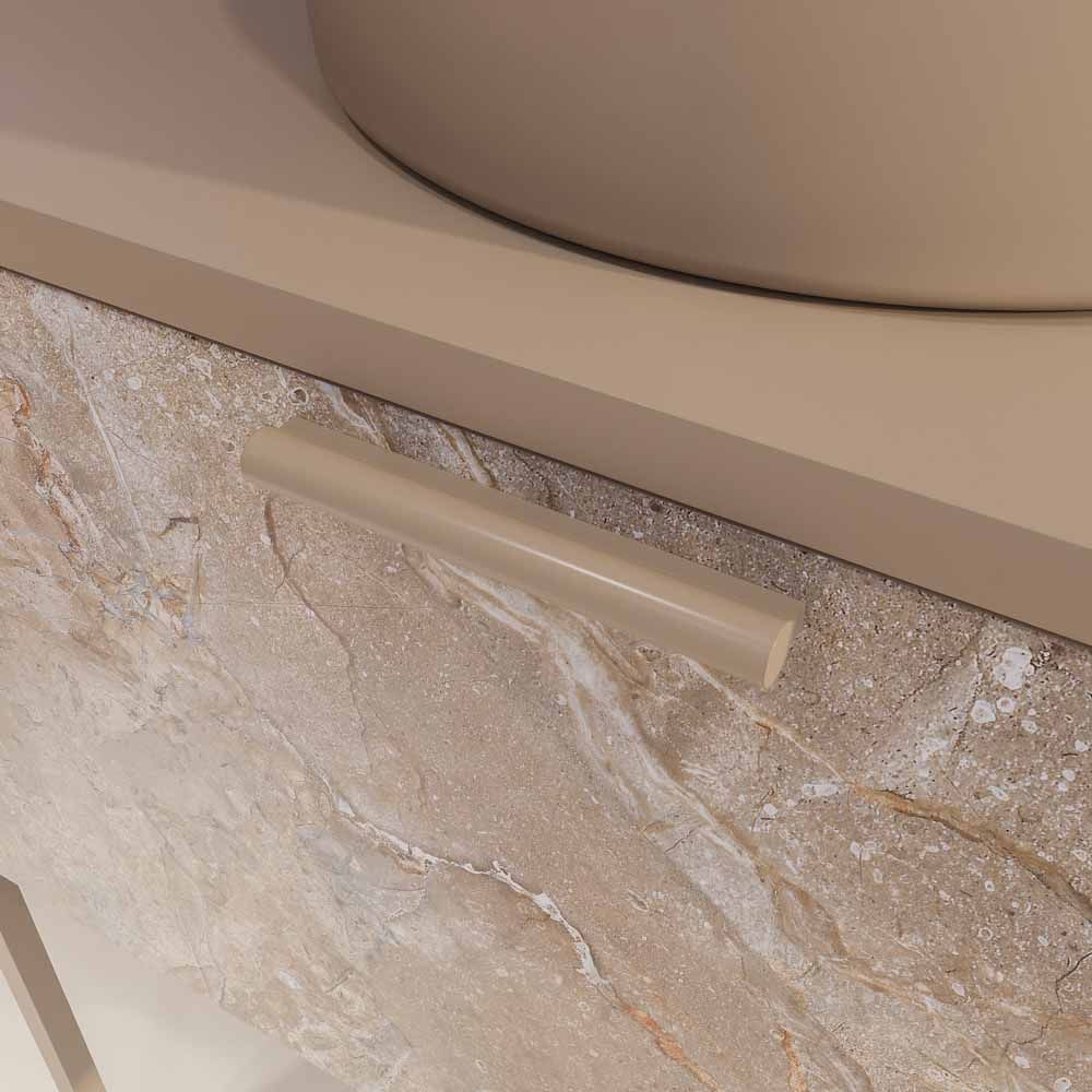Móvel de casa de banho GRATE com pés 1 gaveta acabamento mármore ÓNIX MOKA com tampo e lavatório SOLID SURFACE Osiris – imagem 5