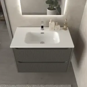 Móvel de casa de banho suspenso 2 gavetas TOSCANA com lavatório de porcelana acabamento millerigue TOPO – imagem 2