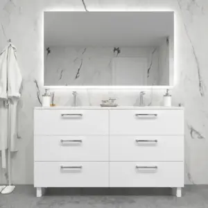 Móvel de casa de banho NEXO com pés 6 gavetas BRANCO – imagem 1
