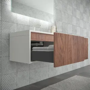 Móvel de casa de banho suspenso BINARIO 2 gavetas acabamento BRANCO/VIDOEIRO – imagem 2